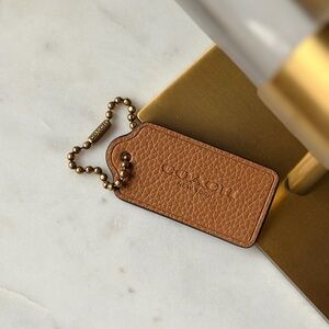 Coach Tan Leather Tag with Gold Chain